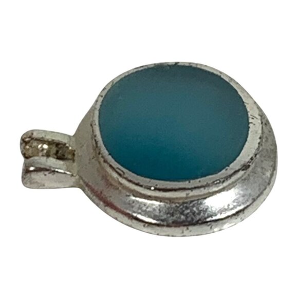 SU 925 Sterling Silver w/ Cats Eye or Chalcedony Inlay Oval Pendant Charm ONLY - Picture 3 of 8